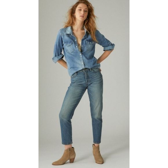 Lucky Brand High Rise Drew Mom Ankle Jeans 6/28 - Picture 2 of 15